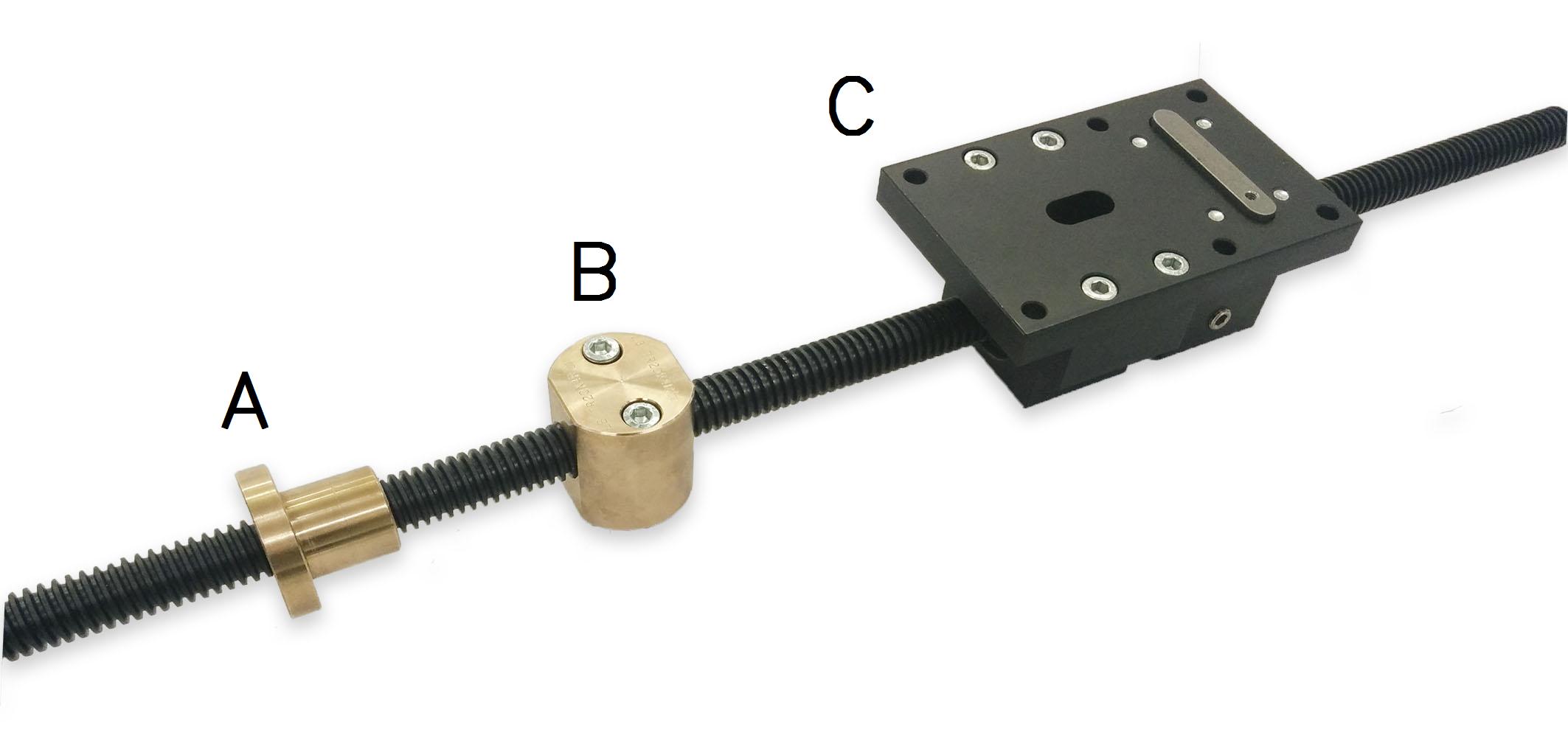 barra filettata con profilo nitrurato e supporti mobili